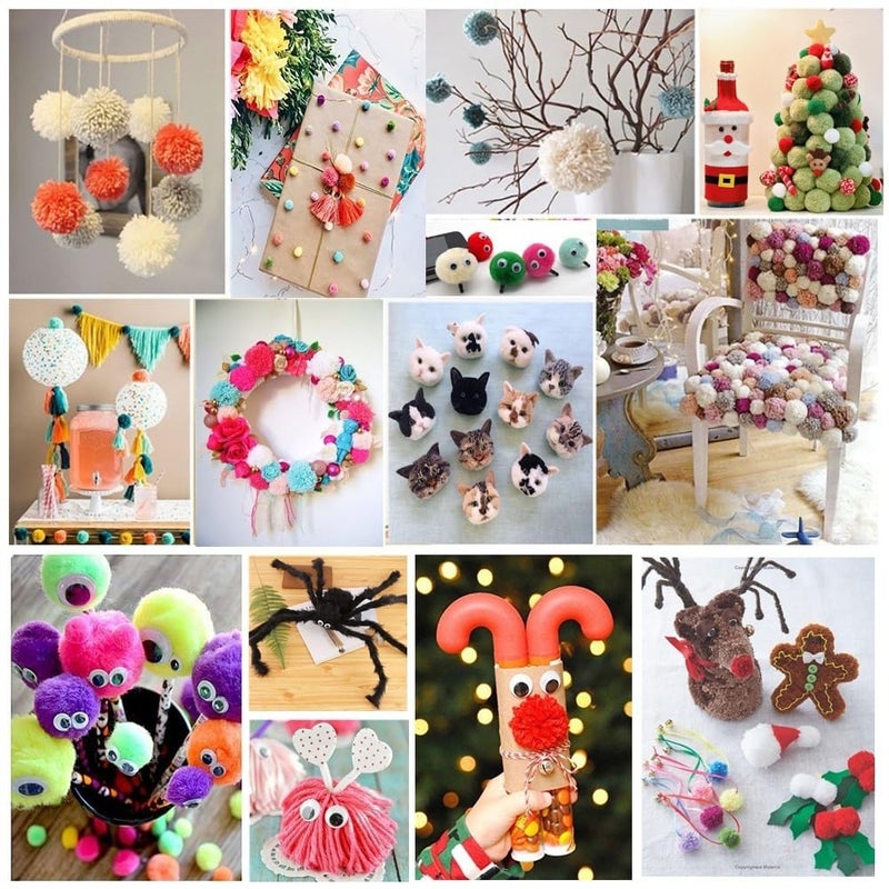 RRigo Pom Pom Maker, 4 Sizes Pompom Maker Tool Set for Fluff Ball Weave DIY Wool Yarn Knitting Craft Project for Knitting Lover +10PS Knitting Stitch Markers+10PS Plastic Needles+1PS Scissors - Image 5